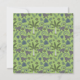 Tropical animals seamless pattern green and grey card