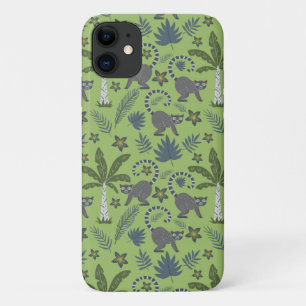 Tropical animals seamless pattern green and grey iPhone 11 case