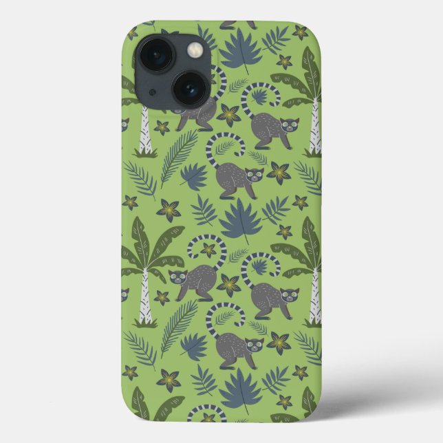Tropical animals seamless pattern green and grey Case-Mate iPhone case (Back)