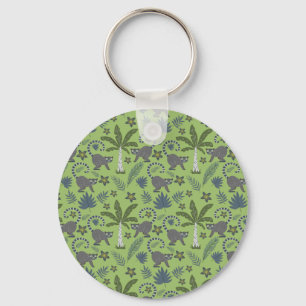 Tropical animals seamless pattern green and grey keychain