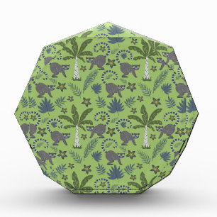 Tropical animals seamless pattern green and grey photo block