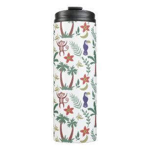 Tropical animals seamless pattern macaw and monkey thermal tumbler