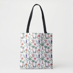 Tropical animals seamless pattern macaw and monkey tote bag