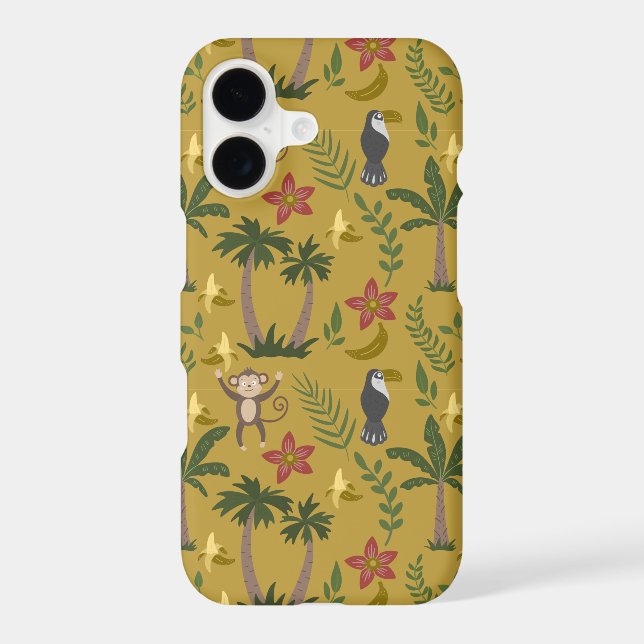 Tropical animals seamless pattern monkey , macaw (Back)