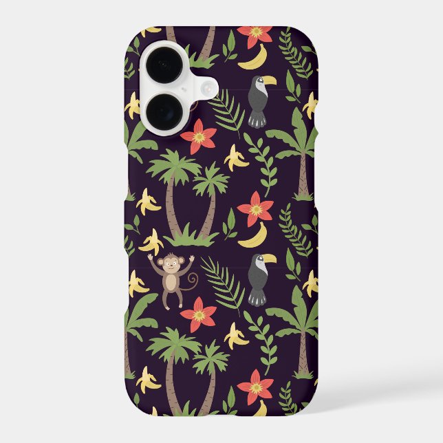 Tropical animals seamless pattern monkey & macaw (Back)