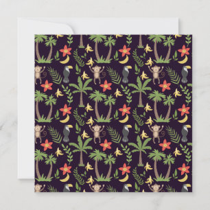 Tropical animals seamless pattern monkey & macaw card