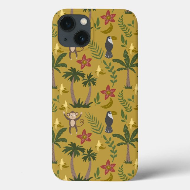 Tropical animals seamless pattern monkey , macaw Case-Mate iPhone case (Back)