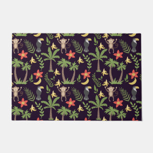 Tropical animals seamless pattern monkey & macaw doormat