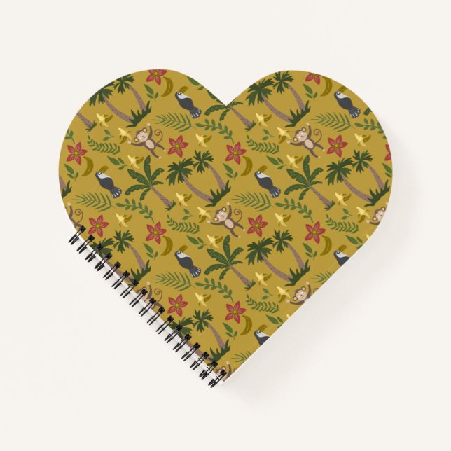 Tropical animals seamless pattern monkey , macaw notebook (Front)