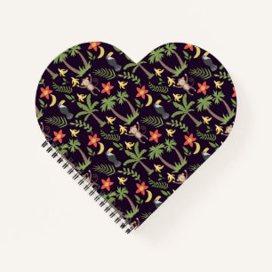 Tropical animals seamless pattern monkey & macaw notebook