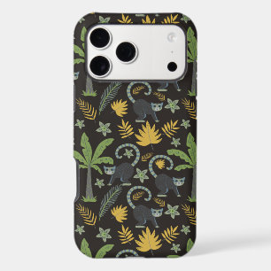Tropical animals seamless pattern monkey palm tree