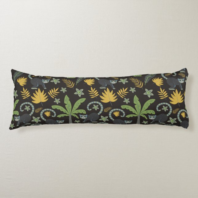 Tropical animals seamless pattern monkey palm tree body pillow (Front)