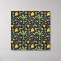 Tropical animals seamless pattern monkey palm tree