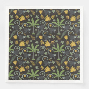 Tropical animals seamless pattern monkey palm tree napkin
