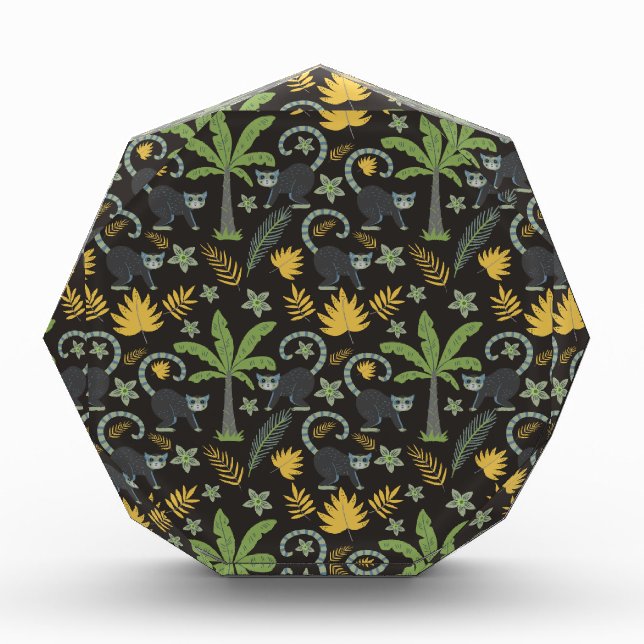Tropical animals seamless pattern monkey palm tree photo block (Front)