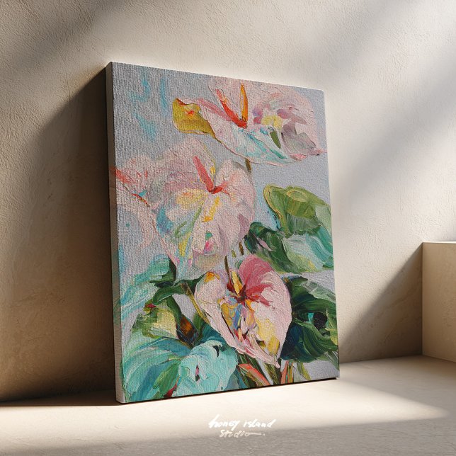 Tropical Anthurium Canvas Art Print (anthurium art, tropical decor, botanical print, flower wall art, exotic blooms, modern floral, tropi)