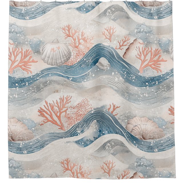 Tropical Aqua Coral Seashell Pattern (Front)