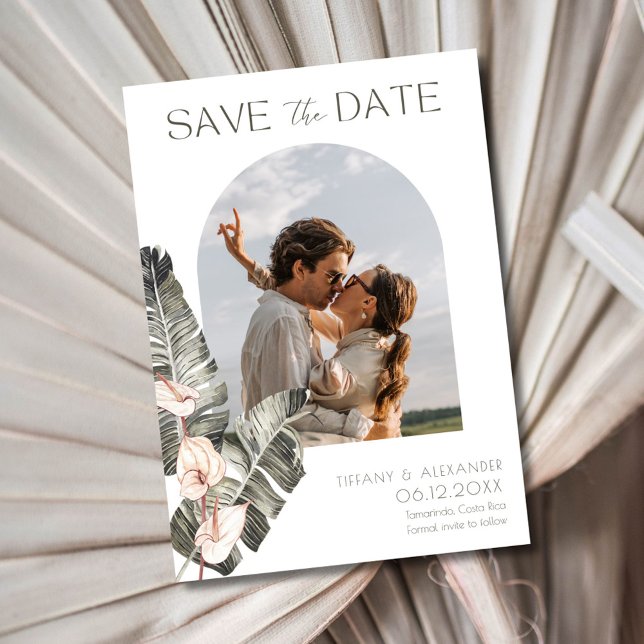 Tropical Arch Photo Beach Wedding  Save The Date (Tropical Arch Photo Beach Wedding Save The Date)