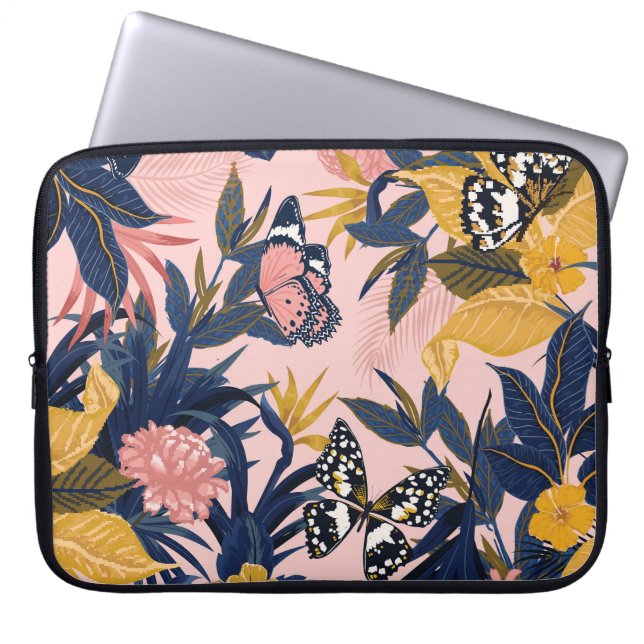 Tropical Art: Bright Forest Patterns Laptop Sleeve (Front)