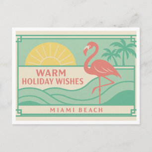 Tropical Art Deco Flamingo Holiday Postcard