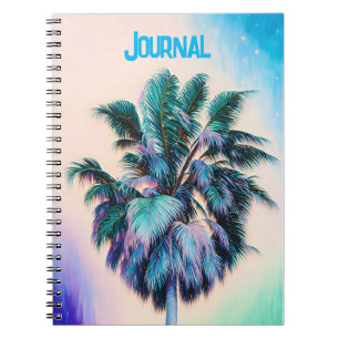Tropical Art Palm Tree In Aqua Journal