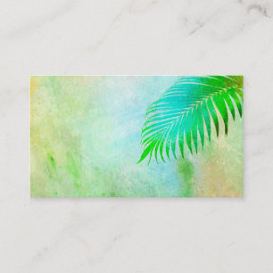 tropical art watercolor palm  leaf design business card