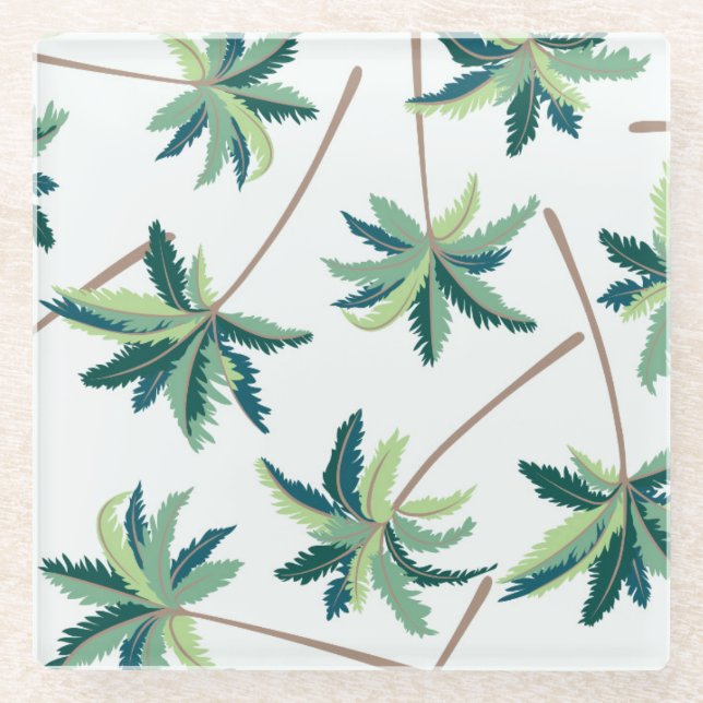 Tropical Australian Foxtail Palm Glass Coaster (Front)