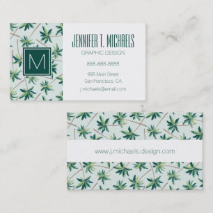 Tropical Australian Foxtail Palm   Monogram Business Card