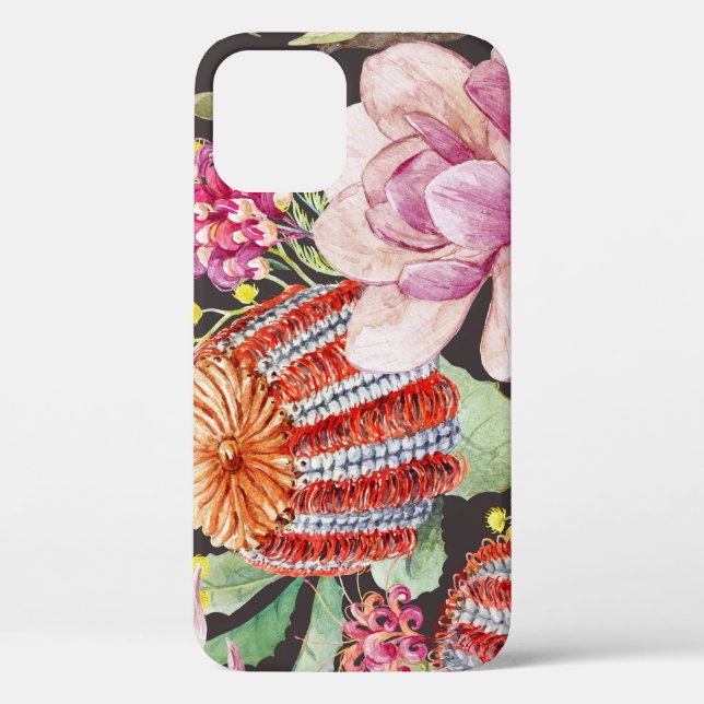 Tropical Australian plants, watercolor pattern. Case-Mate iPhone Case (Back)