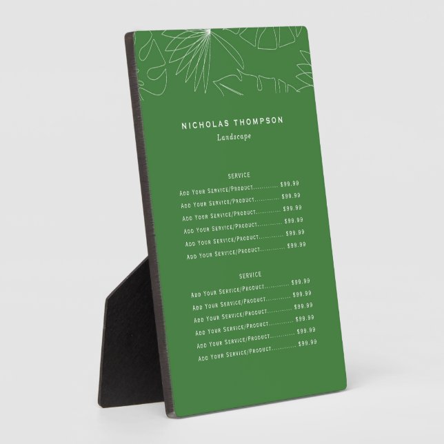 Tropical Auto Detailing Service Price List Plaque (Side)