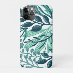 Tropical autumn blue leaves patterns  iPhone 11 pro case