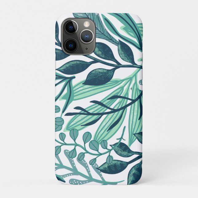 Tropical autumn blue leaves patterns  Case-Mate iPhone case (Back)