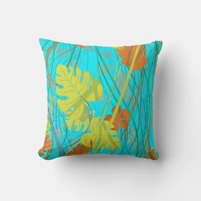 Tropical Autumn Throw Pillow (Front)