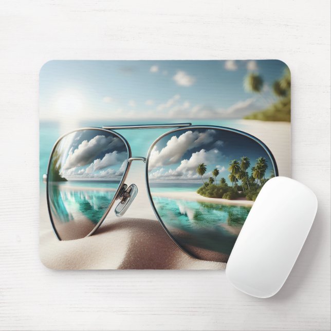 Tropical Aviator Sunglasses Mouse Pad (With Mouse)