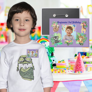 Tropical Baby Animals Button Kids Birthday Favour 