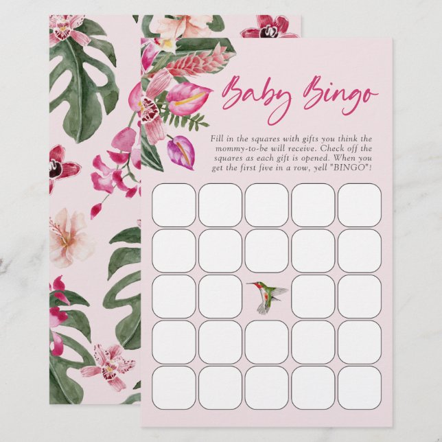 Tropical Baby Bingo Game (Front/Back)