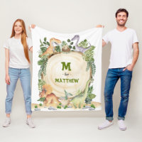 Tropical Baby Dinosaurs Custom Monogram Name