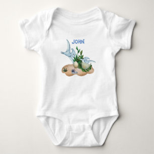 Tropical Baby Dinosaurs Custom name Baby Bodysuit