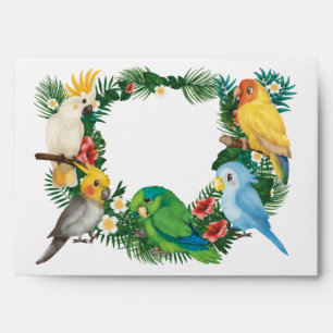 Tropical baby Parrots exotic birds Return Address Envelope