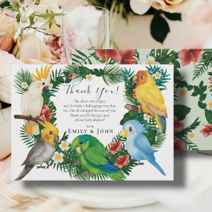 Tropical baby Parrots Wild Baby Shower Photo Thank You Card