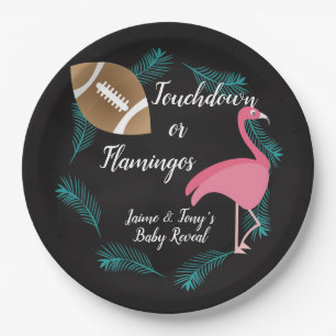 Tropical Baby Reveal Flamingos or Touchdowns Paper Plate