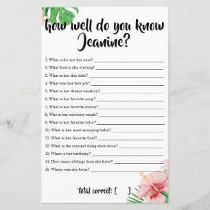 Tropical Baby Shower How Well Do You Know Mom