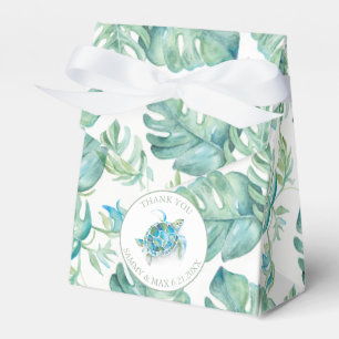 Tropical Baby Shower Sea Turtle Monstera Leaf Favor Box