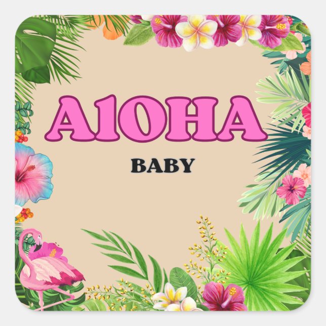 Tropical Baby Shower Stickers. Square Sticker (Front)