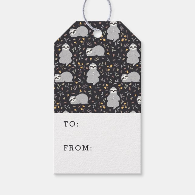 Tropical Baby Sloth Pattern Gift Tags (Front)