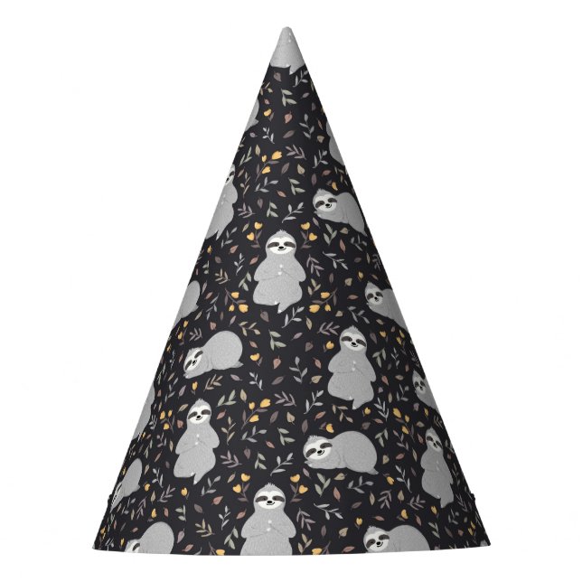 Tropical Baby Sloth Pattern Party Hat (Front)