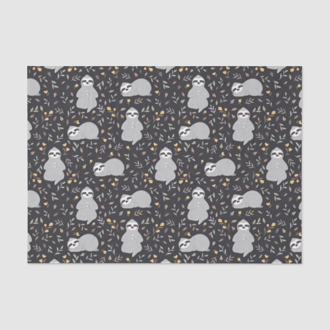 Tropical Baby Sloth Pattern Tissue Paper (Front)