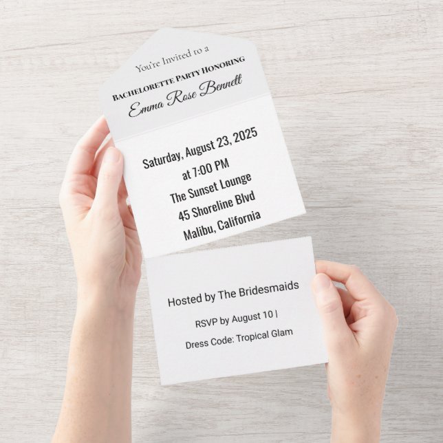Tropical Bachelorette All In One Invitation (Déchirure)