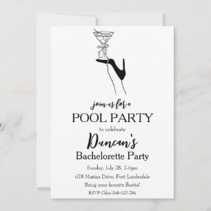 tropical bachelorette pool party invitation