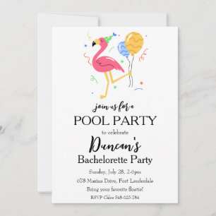 tropical bachelorette pool party invitation